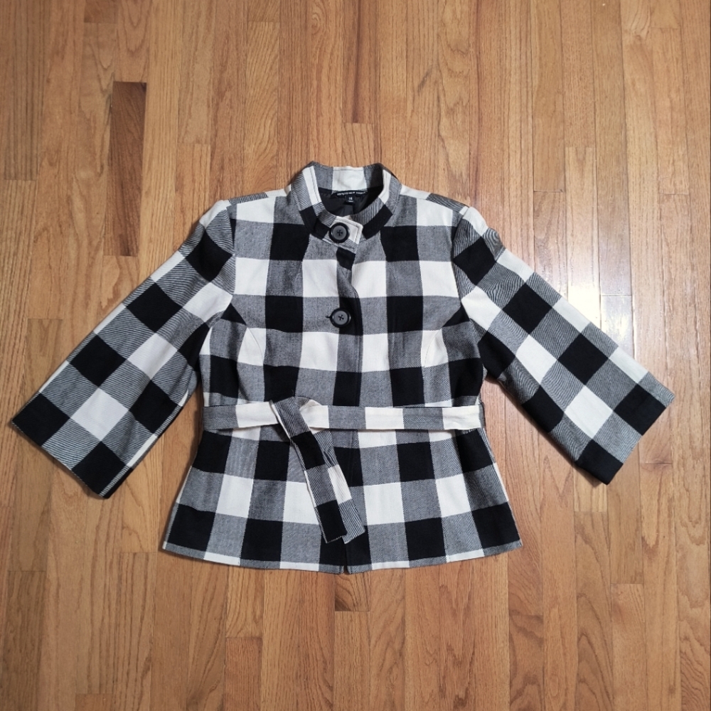 Pick 3/$10⭐ Briggs New York 3/4 sleeve blazer,  women's 14, black/white plaid